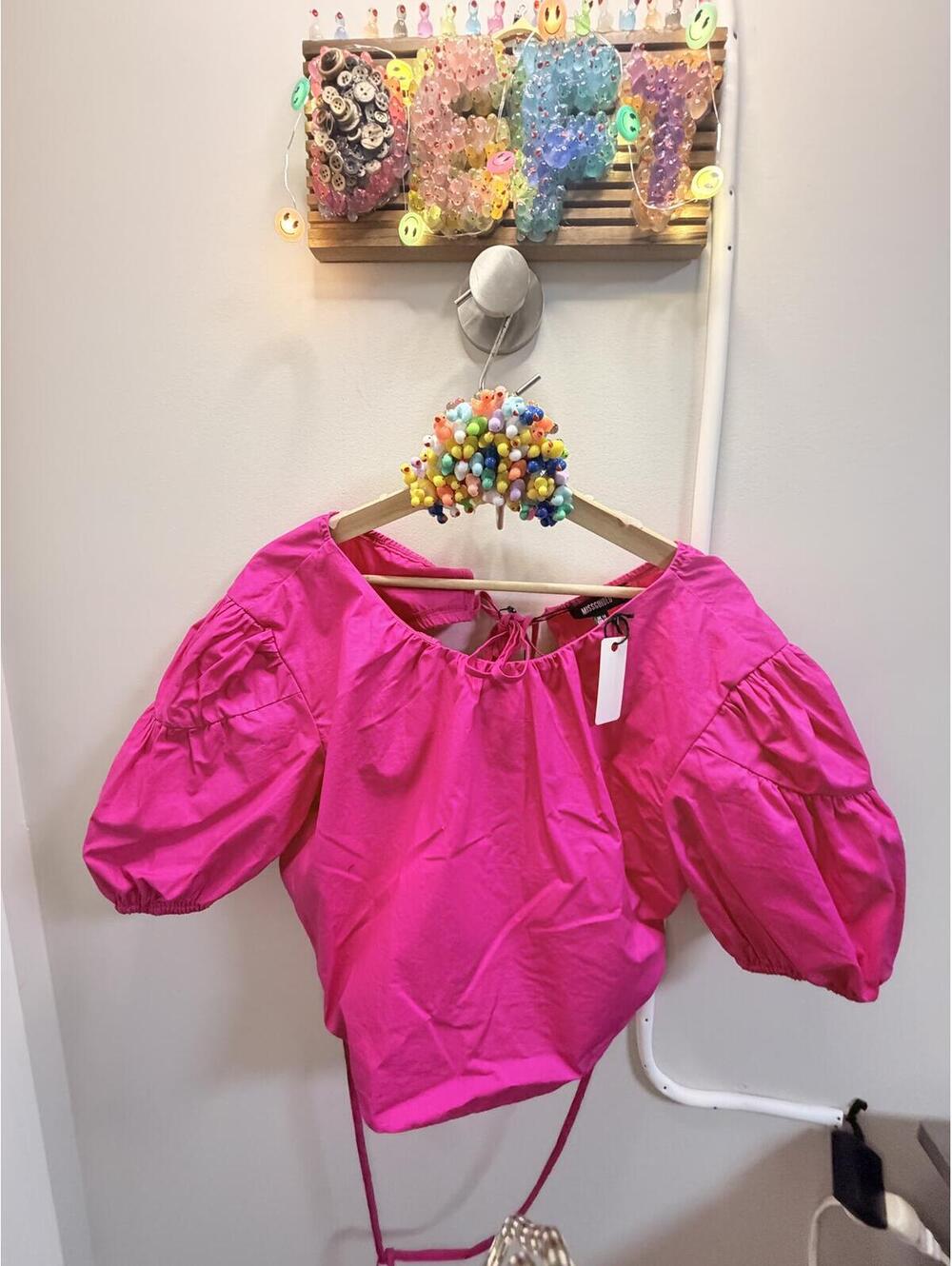 Deftduck Pink Puff Sleeve Top - Trendy Women's Blouse